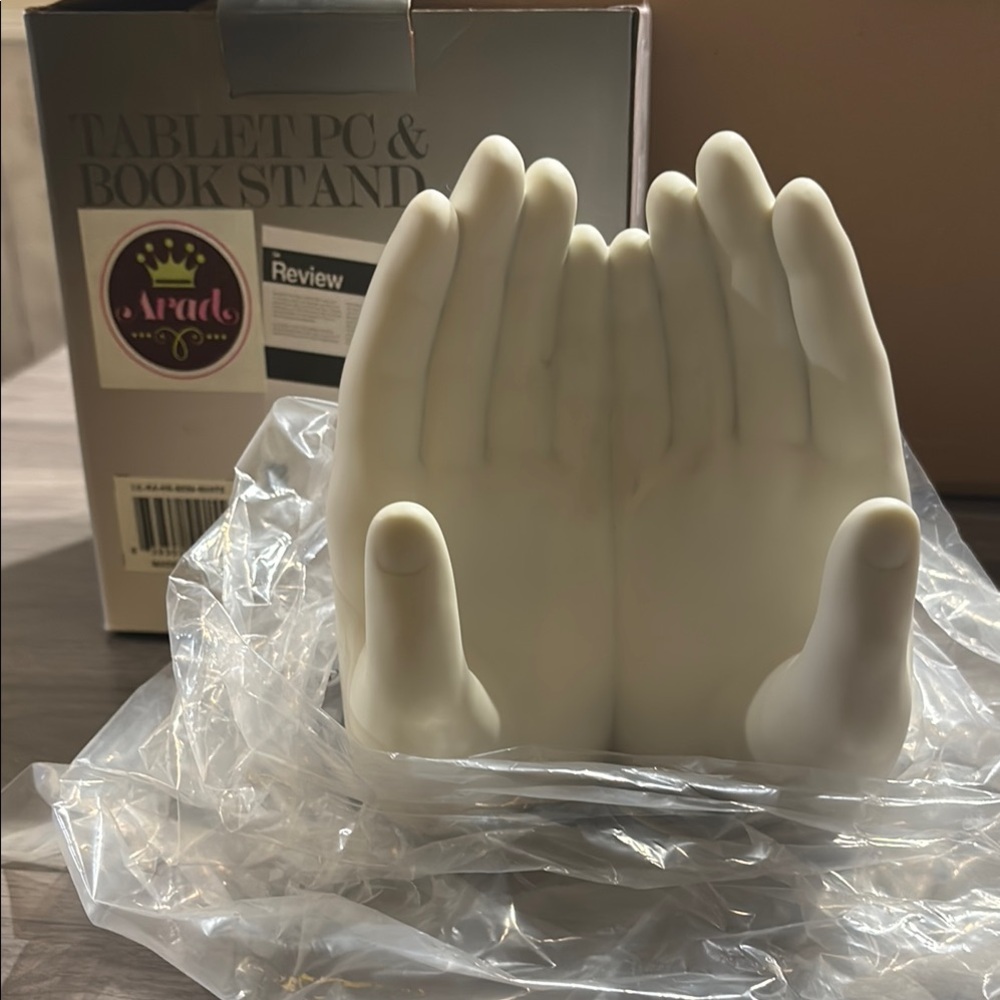White Hand-Shaped Tablet and Book Stand